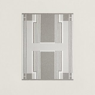布団・毛布 Hermes H Casaque Blanket Ecru x Carbone ithaque-blanket--103863M 04-